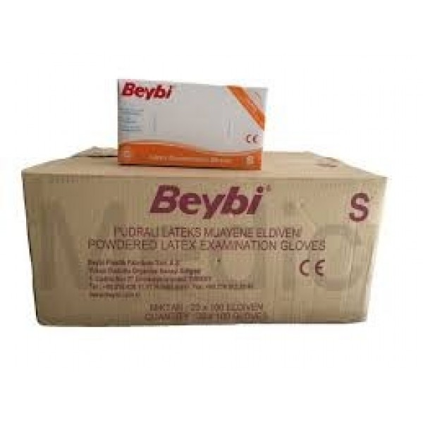 Beybi latex pudralı eldiven 20 paket S beden